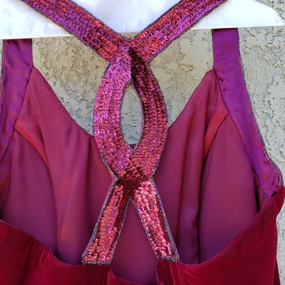 👗HP👗Vintage 90's De-Laru Maroon Velvet dress - Picture 3 of 11